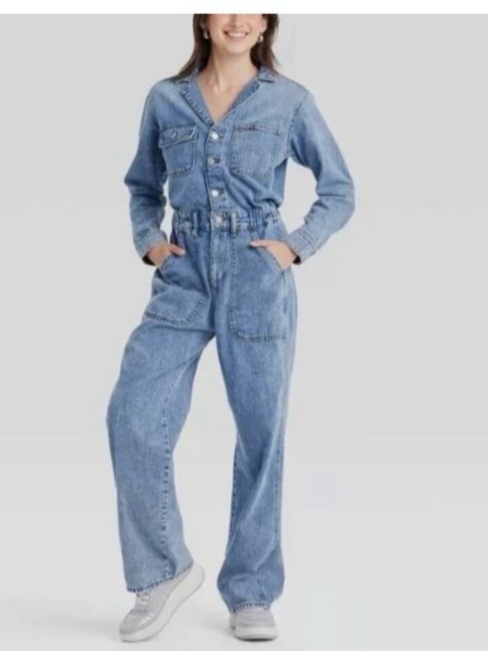 Universal Thread Light Blue Denim Utility Jumpsuit
